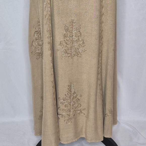Coldwater Creek Beige Detailed Tonal Embroidered Short Sleeve Dress - Size S - Picture 6 of 12